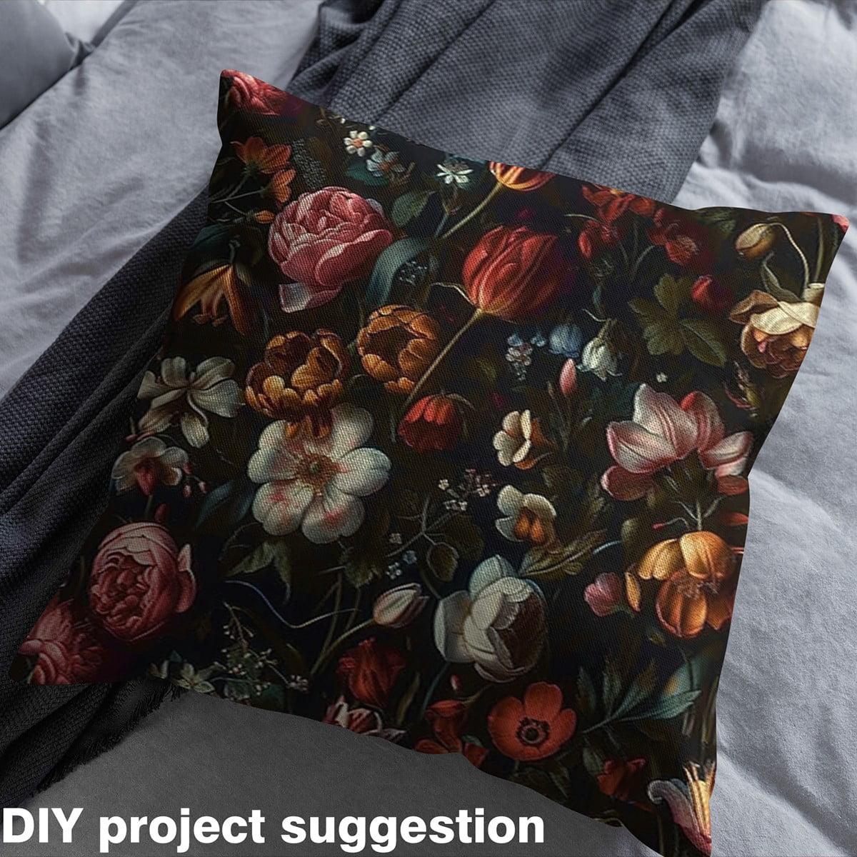 jejeloiu Peony Floral Fabric by the Yard 1 Yard,Vintage Flower Home Decor Fabric by the Yard,Red Btrown Green Sewing Fabric For Teens,Microfiber Bedroom Decor