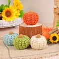 thumbnail image 3 of 4 Pcs Knitted Pumpkin Decoration Hand Woven Colorful Pumpkin Knitted Autumn Pumpkin Ornaments Party Decoration Props, 3 of 8
