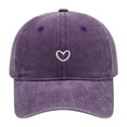 thumbnail image 2 of Women's Washed Soft Top Baseball Cap With Heart Embroidery Solid Color Casual Outdoor Sporty Adjustable Hat, 2 of 4