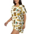 thumbnail image 2 of Kdxio Honeycomb And Honey Print Pajamas Sets for Women Short-Sleeved Pjs with Lounge Shorts Two Piece Sleepwear S-4XL, 2 of 5