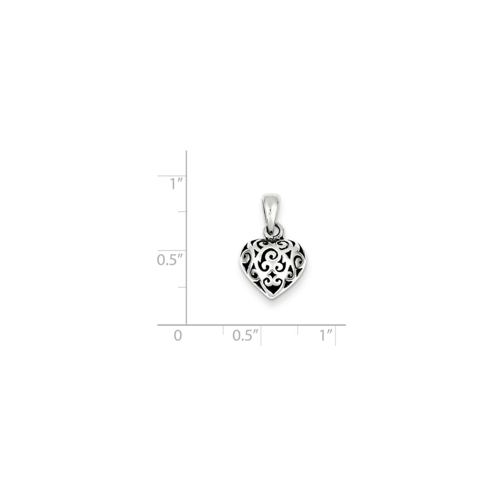 approximately 16 x 10 mm Mireval Sterling Silver Puff Heart Pendant