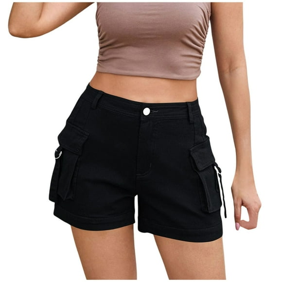 DXOUPM Women's Summer Shorts Casual Elastic High Waisted Running Hiking Shorts with Pockets