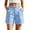 Blue, variant on Women's Mid Waisted Shorts Double Breasted Button Pleated Casual Loose Fit Bermuda Shorts with Pockets
