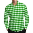 thumbnail image 2 of YFNNUP Mens Button Down T-Shirts Long Sleeve Casual Plaid Shirt for Men Lightweight Button Up Work Shirt Green XXL, 2 of 9