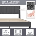 thumbnail image 5 of HA-EMORE Bed Frame with Headboard, Upholstered Bed Frame Queen Size with Tufted Headboard and Wingback, No Box Spring Needed, Easy Assembly, Strong Wood Slat Support, 5 of 9