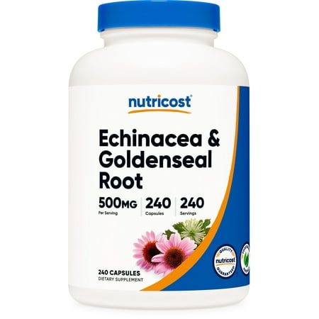 Nutricost Echinacea & Goldenseal Root  500mg  240 Capsules - Vegetarian Caps  Non GMO  Gluten Free Supplement