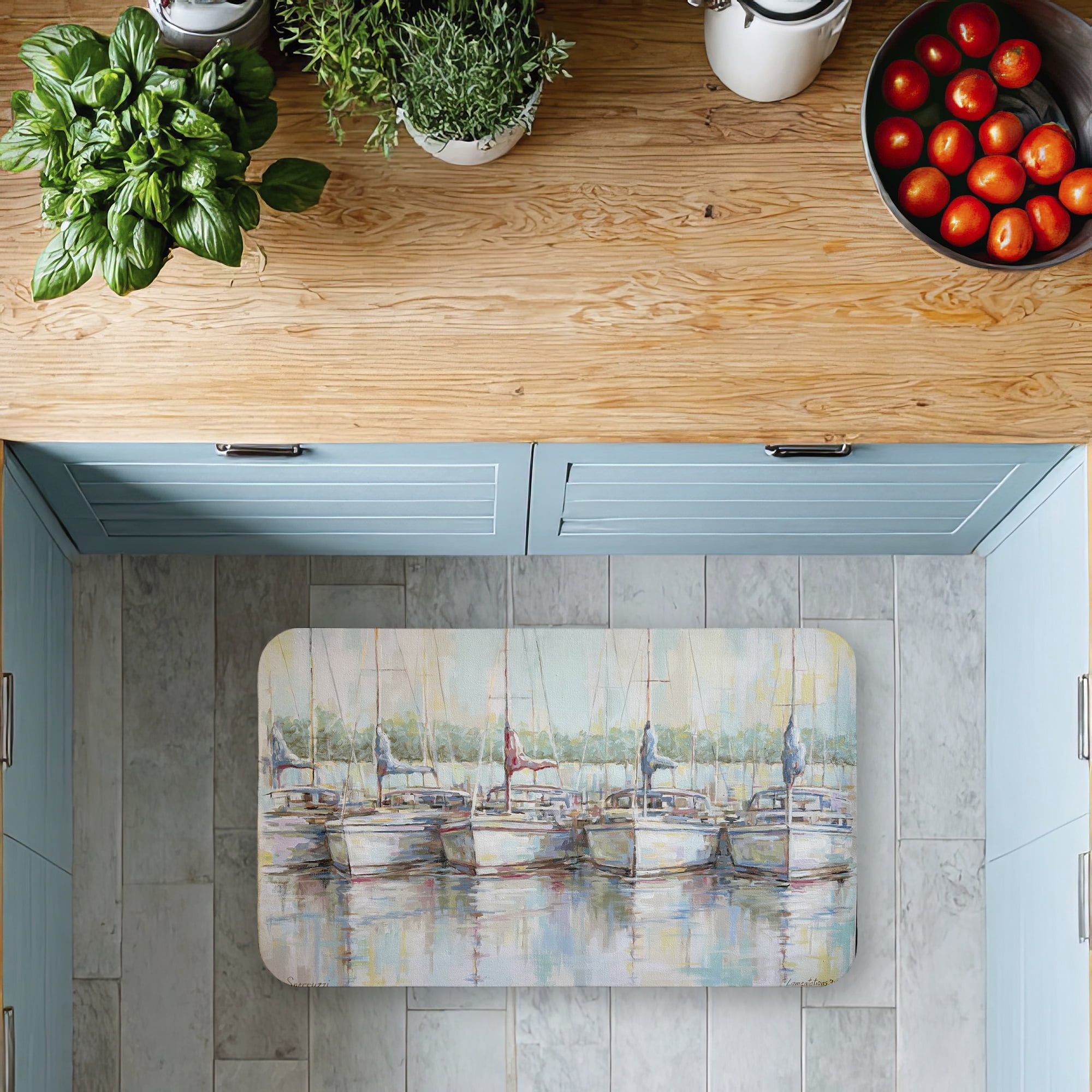 Stupell Industries Morning At The Marina Printed Anti-Fatigue Floor Mat, design by Linda Sperruzzi