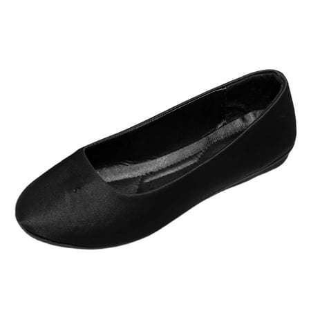 QYZEU White Walking Shoes Women Shoes Women Casual Dressy Spring and Autumn New Comfortable Round Head Flat Heel Casual Single Shoes Women s Shoes Sandals Black 41