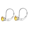 thumbnail image 3 of MauliJewels Earrings for Women 1.3 Carat 6MM Round Citrine Leverback Earrings Carat 14K White Gold 4-prong, 3 of 5