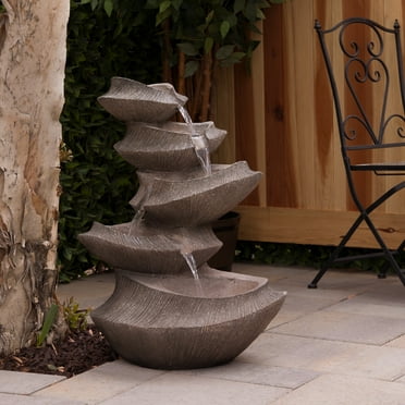 Alpine Corporation Cascading Outdoor Fountain with LED Lights, 31" High