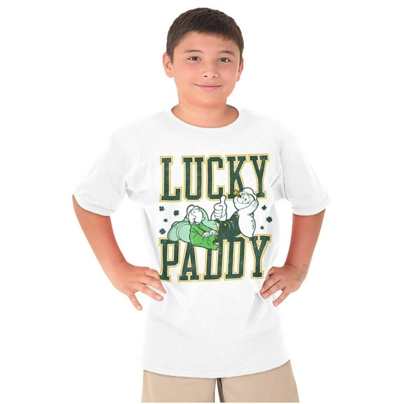 Popeye St Patricks Lucky Paddy Boys Kids T Shirt Tees Tops Teen Brisco Brands XS