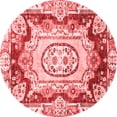 thumbnail image 1 of Ahgly Company Machine Washable Indoor Round Abstract Red Modern Area Rugs, 6' Round, 1 of 4