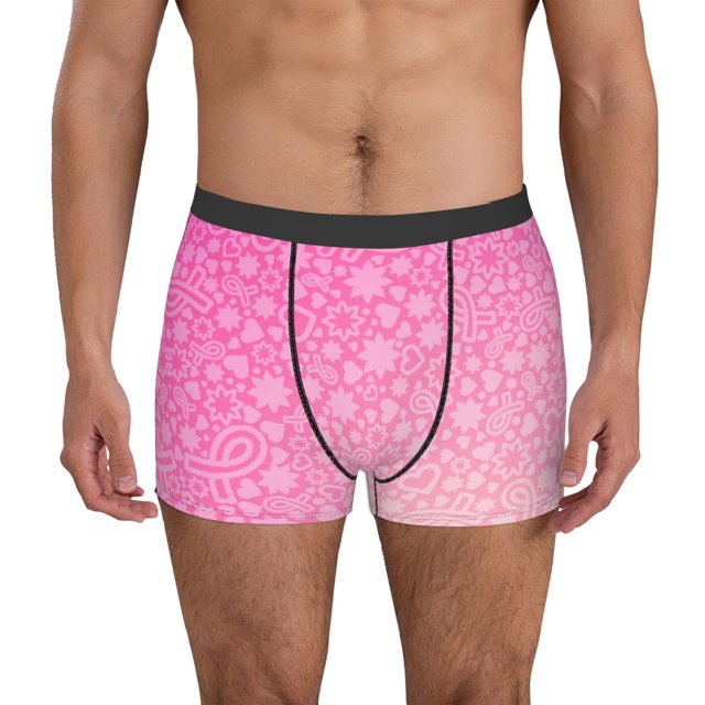 Balery Breast Cancer Pink Ribbons Awareness Calzoncillos bóxer para hombre, ropa interior de algodón suave y transpirable con cinturilla de nailon-Medium