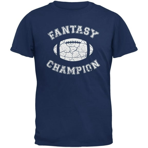 Fantasy Football Distressed Champion Metro Blue Adult T-Shirt - 2X-Large