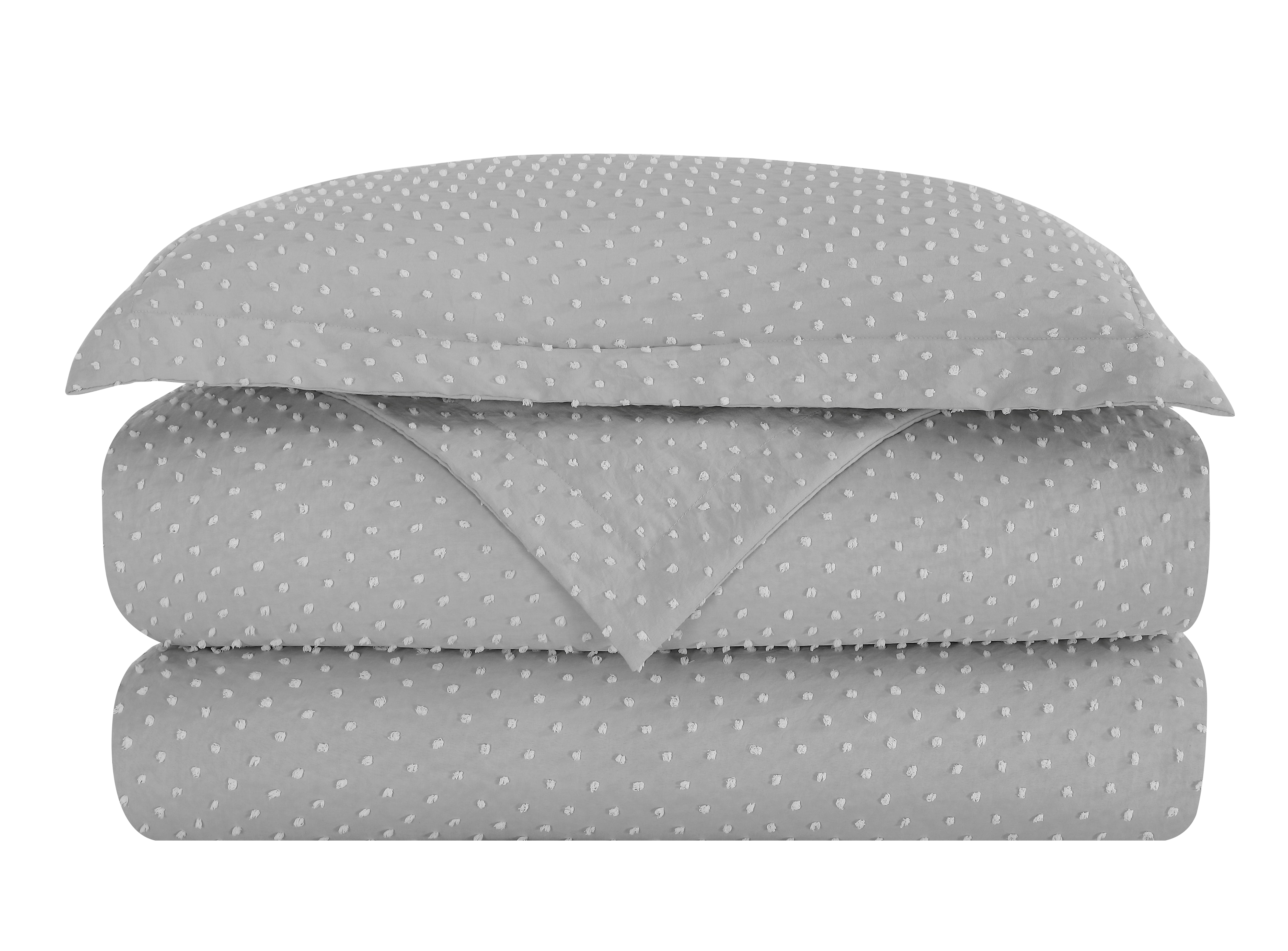 Swift Home Dot Clip Textured Duvet Cover Set, Soft All Season Bedding with Zipper Closure, Queen