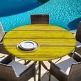 thumbnail image 6 of Yellow Wooden Grain Round Tablecloth, Fitted Table Cover with Elastic for 55"-60" Round Tables, Country Shabby Planks Rural Table Cloth Outdoor Indoor Dinning Party Waterproof Tablecloths, 6 of 7