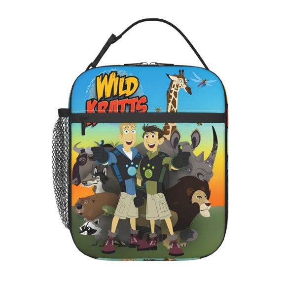 Wild Kratts Lunch Bag Insulated Portable Reusable Lunch Box With Zipper For Picnic Work Office Travel