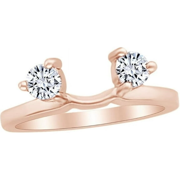 Gems Jewels 14K Rose Gold Plated 1.00 Ct Round Cut White Diamond Enhancer Guard Wrap Ring 925 Sterling Silver For Women's -7