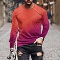 thumbnail image 2 of Chemises à Manches Longues pour Hommes Grandes Tailles Couleur Ombrée Col Rond T-Shirts Basiques Coupe Régulière Mode Décontractée Tee Tops, 2 of 3