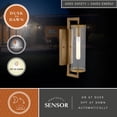 thumbnail image 3 of Morgan Park 16 in. H 1-Light Warm Brass Dusk to Dawn Modern Outdoor Wall Sconce with Clear Seeded Glass Shade, Steel Frame, LED Compatible, Use for Exterior Porch Patio Front Door or Garage, 3 of 10