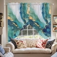 thumbnail image 2 of Turquoise Marble Swag Kitchen Curtain Valances, Abstracts Green Gold Gradient Stone Texture Rod Pocket Curtains Window Treatment Decor Valances for Bedroom Bathroom, 2 Panels 36 x 45 Inch, 2 of 9