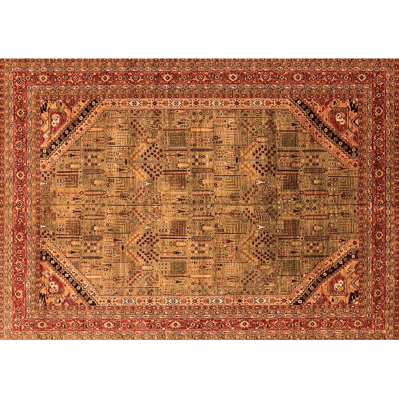 Ahgly Company Indoor Rectangle Oriental Orange Industrial Area Rugs, 2' x 4'