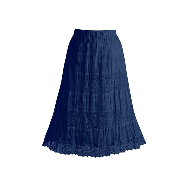 Womens Long Boho Skirt Cotton Lace Womens Skirts Midi Length by