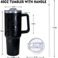 thumbnail image 3 of 40 oz Halloween Tumbler With Handle Lid and Straw,5D Skull Print Tumblers,Halloween Stainless Steel Insulated Travel Mug Black Coffee Cup Gifts for Women Men Adults, 3 of 6