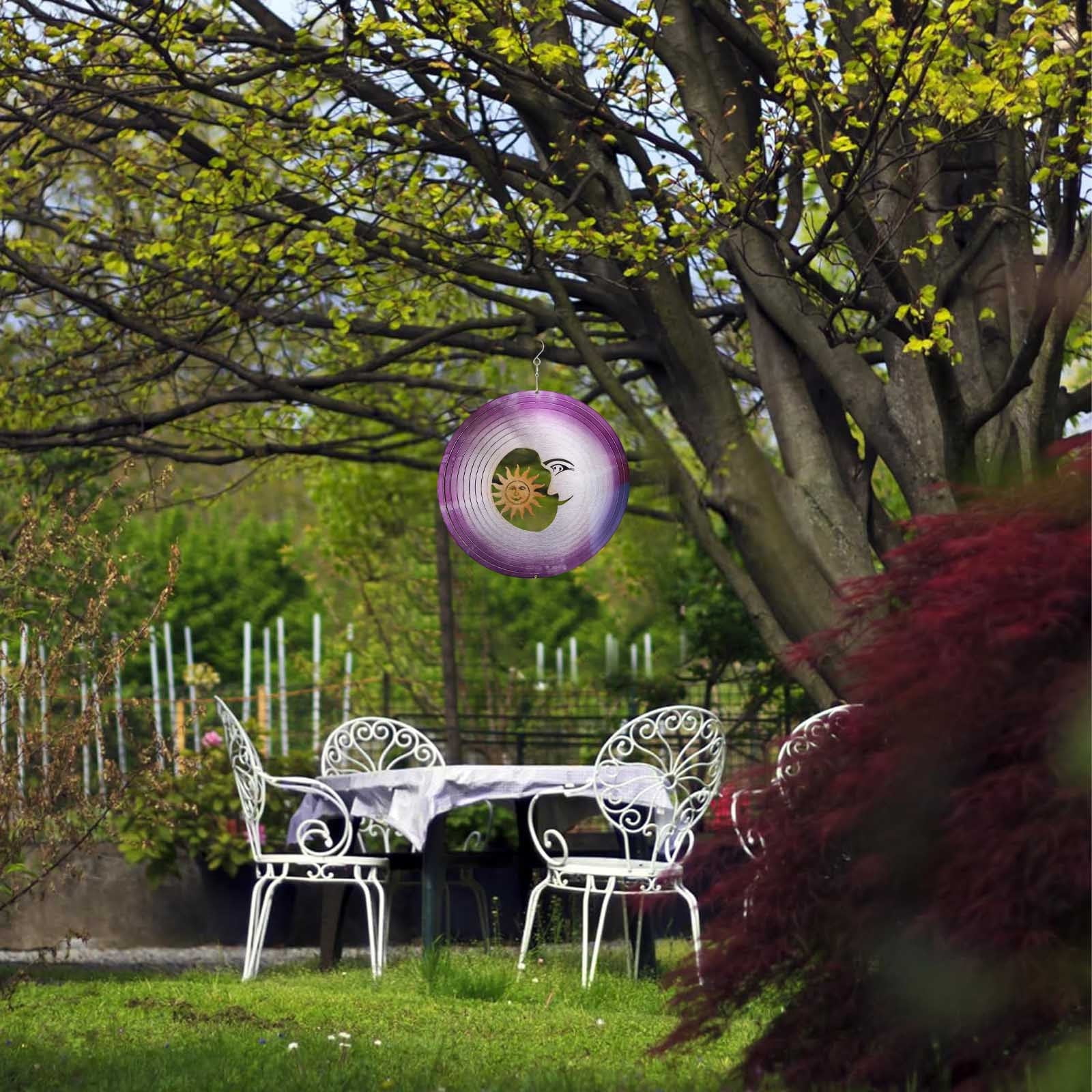 asddcavvf 3D Dynamic Rotating Wind Chime Stainless Steel Color