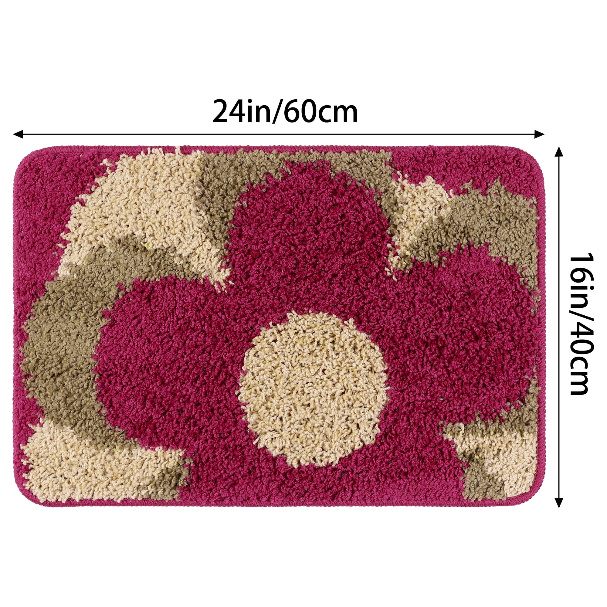 REGALWOVEN Floral Bath Mat Washable Bath Carpet for Bathroom Red Brown 20" x 32"