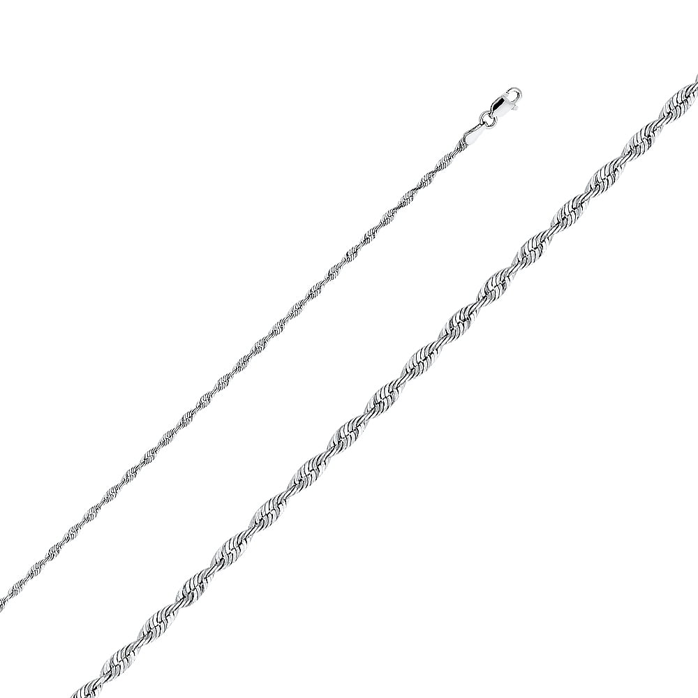 FB Jewels Sterling Silver 3mm Diamond-cut Rope Chain 