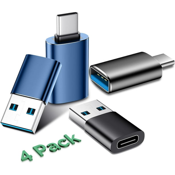 Temdan Adaptador USB a USB C, Paquete de 4, 【2 * Convertidor de Cargador Tipo C Hembra a Macho】 y 【2 * USB C Macho a USB Hembra】 para Apple Watch Ultra 8 9, iPhone 15 Pro Max 14 13 12, AirPods, OTG Ad