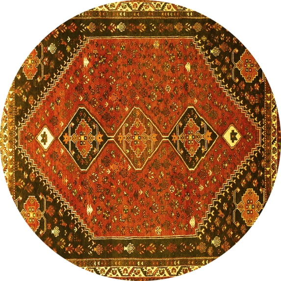 Ahgly Company Indoor Round Persian Yellow Traditional Area Rugs, 5' Round