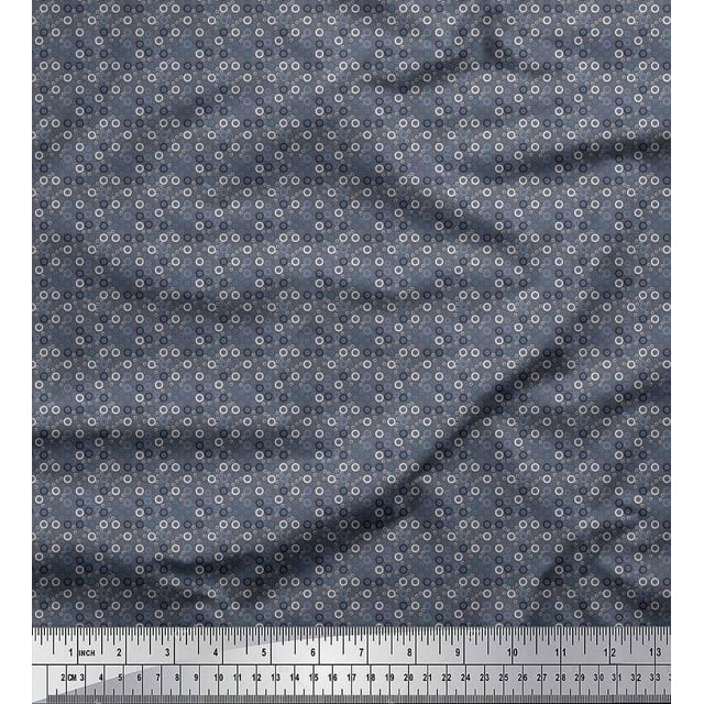 Soimoi Moss Georgette Fabric Circle Small Printed Fabric 1 Yard 42 Inch Wide
