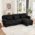thumbnail image 5 of HUMEHA 104" Corduroy Modular Sofa Black 3-Seat w/ Ottoman, 5 of 16
