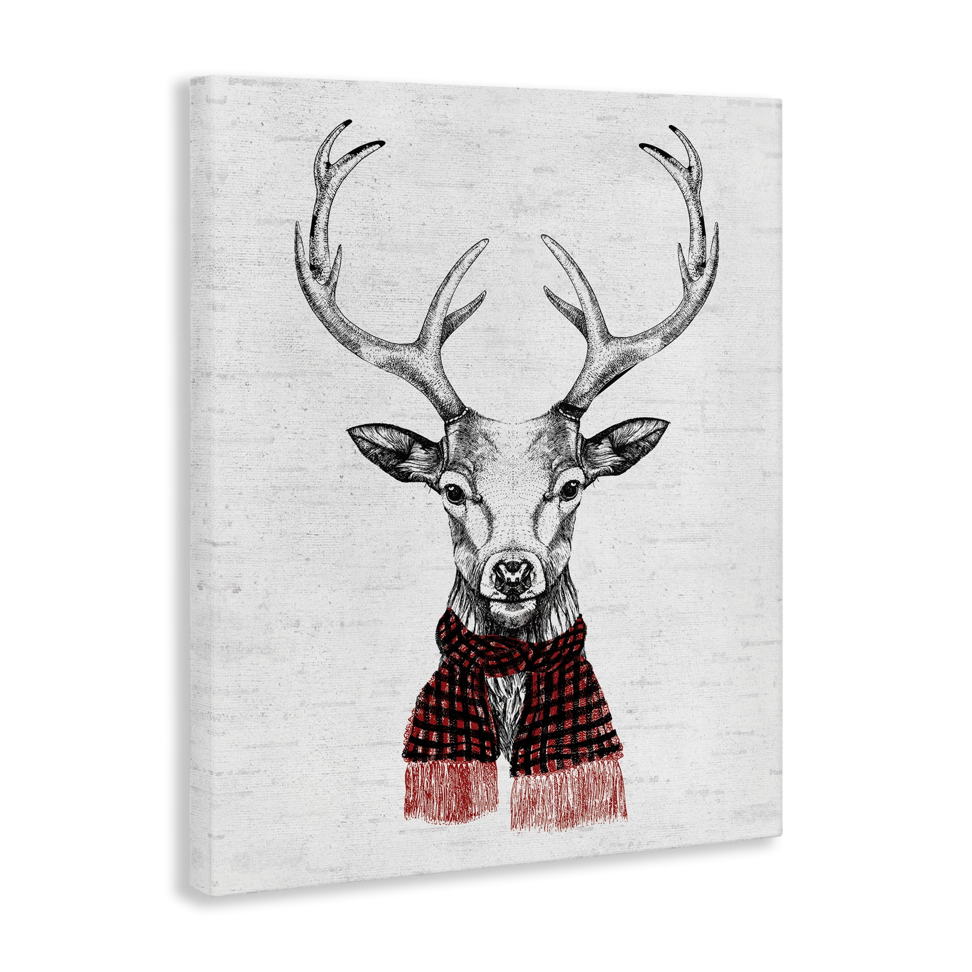 Stupell Industries Holiday Deer with Scarf Animals & Insects Painting Gallery Wrapped Canvas Art Print Wall Art, 30 x 40