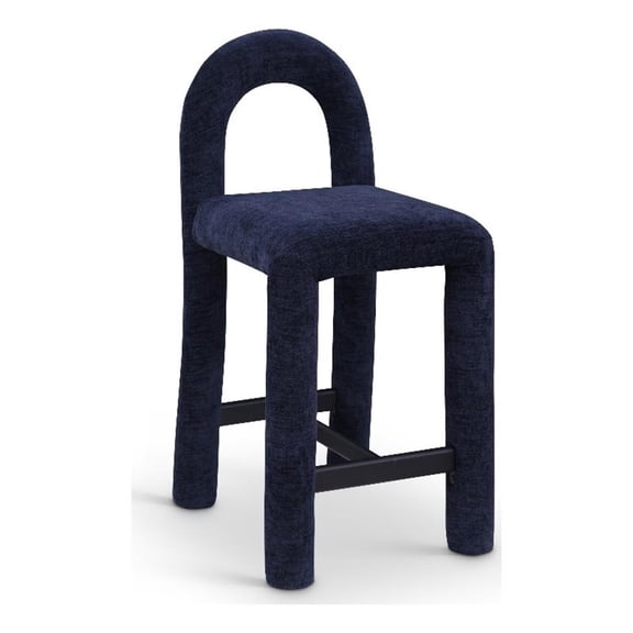 Meridian Furniture Amari Navy Chenille Fabric Stool