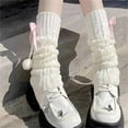 thumbnail image 4 of Jxzom White Leg Warmers with Bow and Fur Balls, Y2K Rib Knit Boot Socks, Harajuku Cutecore Leg Warmers for Women, 4 of 9