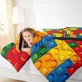 thumbnail image 4 of Feelyou Cartoon Building Blocks Queen Comforter Set, Pixelate Miner Bedding Sets, Teens Kids Boys Girls Reversible Bedding Comforter Set, Lightweight Room Decor, 3-Piece, 4 of 8
