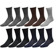 12-Pack Men's Cotton Dress Socks Casual Crew Fashion Multi Colors