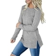 thumbnail image 2 of Women Tunic Long Sleeve Round Neck Sweatshirts for Women Gray Large, 2 of 4