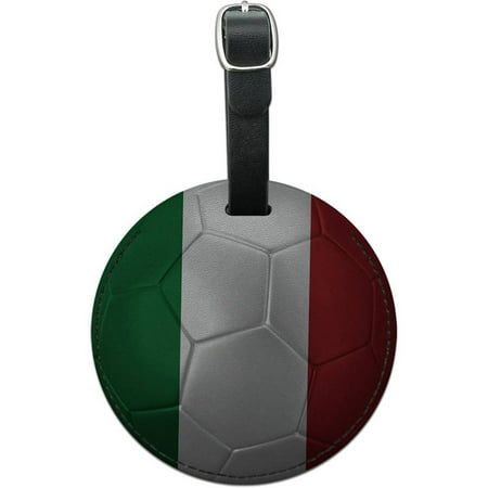 Leather Italian Genuine Luggage Set - Graphics and More Italy Flag Soccer Ball Futbol Football Round Leather Luggage ID Tag Suitcase