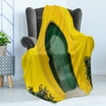 thumbnail image 4 of Orient Soft Flannel Fleece Blanket, Morroccan Oriental Walkway Old Eastern Building Architecture Stone Carving Photo, Cozy Plush for Indoor and Outdoor Use, 60" x 80", Green Yellow, by Ambesonne, 4 of 5