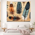 thumbnail image 5 of Tribal Boho Decorative Durable Wall Hanging Tapestry for House Bedroom Dorm Home College Deco 51x59 Inch Washable Decorative Big Tapestry Feathers Vibrant Leaves Tapestries, 5 of 7