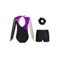 thumbnail image 2 of Xnihocha Kids Girls Sparkle Long Sleeve Gymnastics Leotards with Shorts Ballet Dance Bodysuit Purple 10, 2 of 6