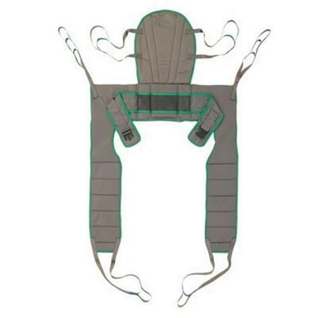 Dress Toileting High Poly Sling, Gray with Green Binding - Large