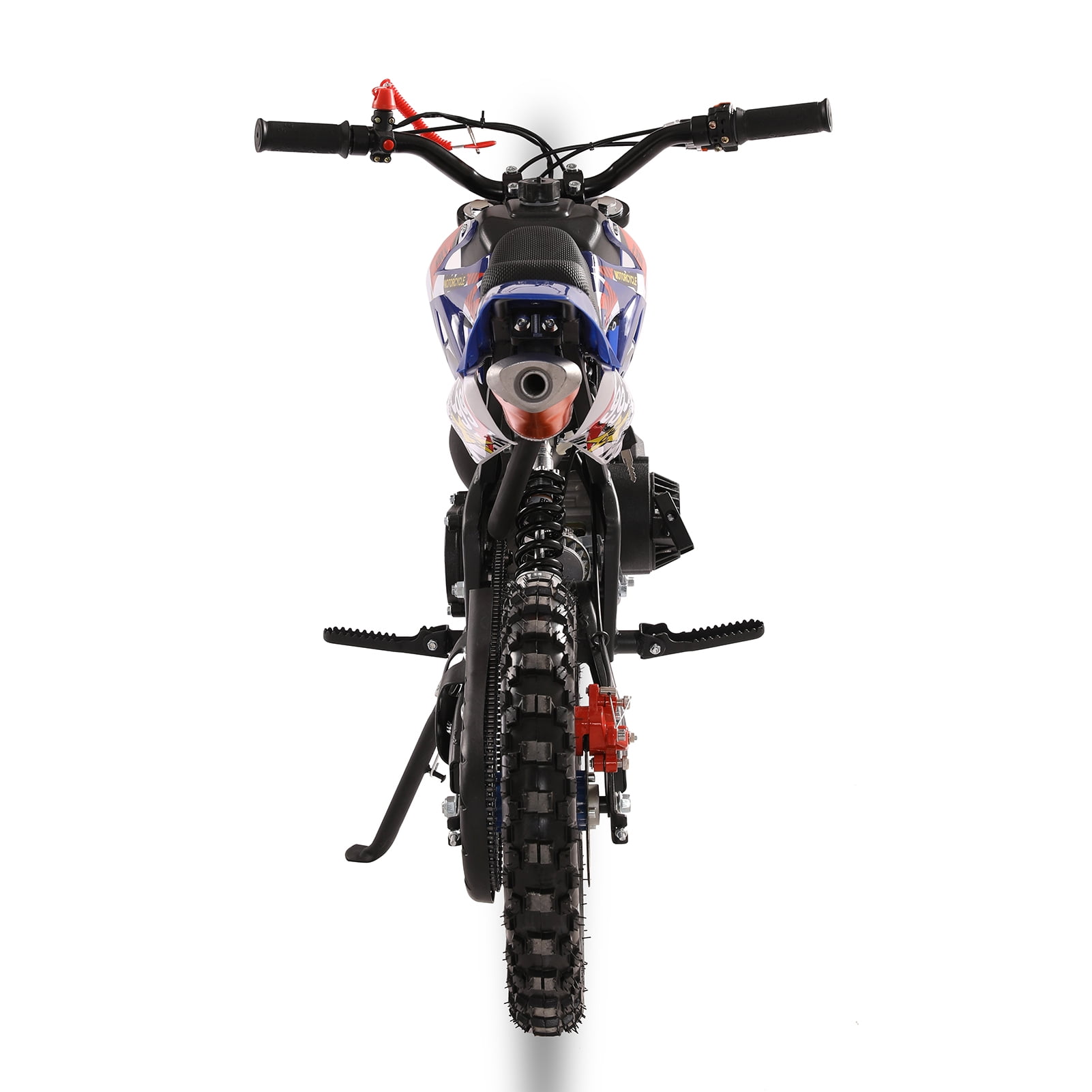 Fompes 2-Stroke Kids Dirt Bike 49cc Gas Power Motocross Off Road Mini Motorcycle Pocket Motorbike with Front Rear Disc Brakes Shock Absorption Springs Ideal Birthday for Boy Girl