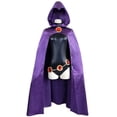 thumbnail image 3 of Disfraz de Cosplay de Teen Titans, disfraz de Raven, capa de superhéroe, mono, cadena de joyería de cintura Zentai, disfraz de anime para fiesta de Halloween, 3 of 4