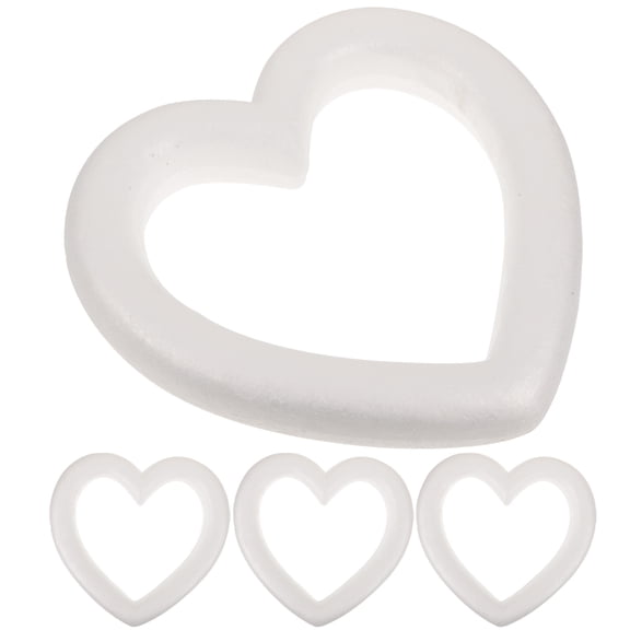 BESTYASH 4Pcs Heart Shaped Wreaths Polystyrene Forms for Holiday Craft White