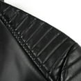 thumbnail image 6 of Maoxin Mens Leather Jacket Men Zipper Pocket Artificial Leather Clothing Long Sleeves No Hat Fall And Winter Loose Coat Leather Jacket Men Plus Size Black L, 6 of 8
